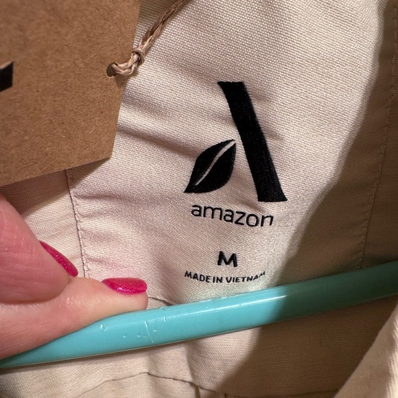 Amazon Basic Men’s Button Down Trench Coat Collar Pockets Cream Sz M - Picture 6 of 16